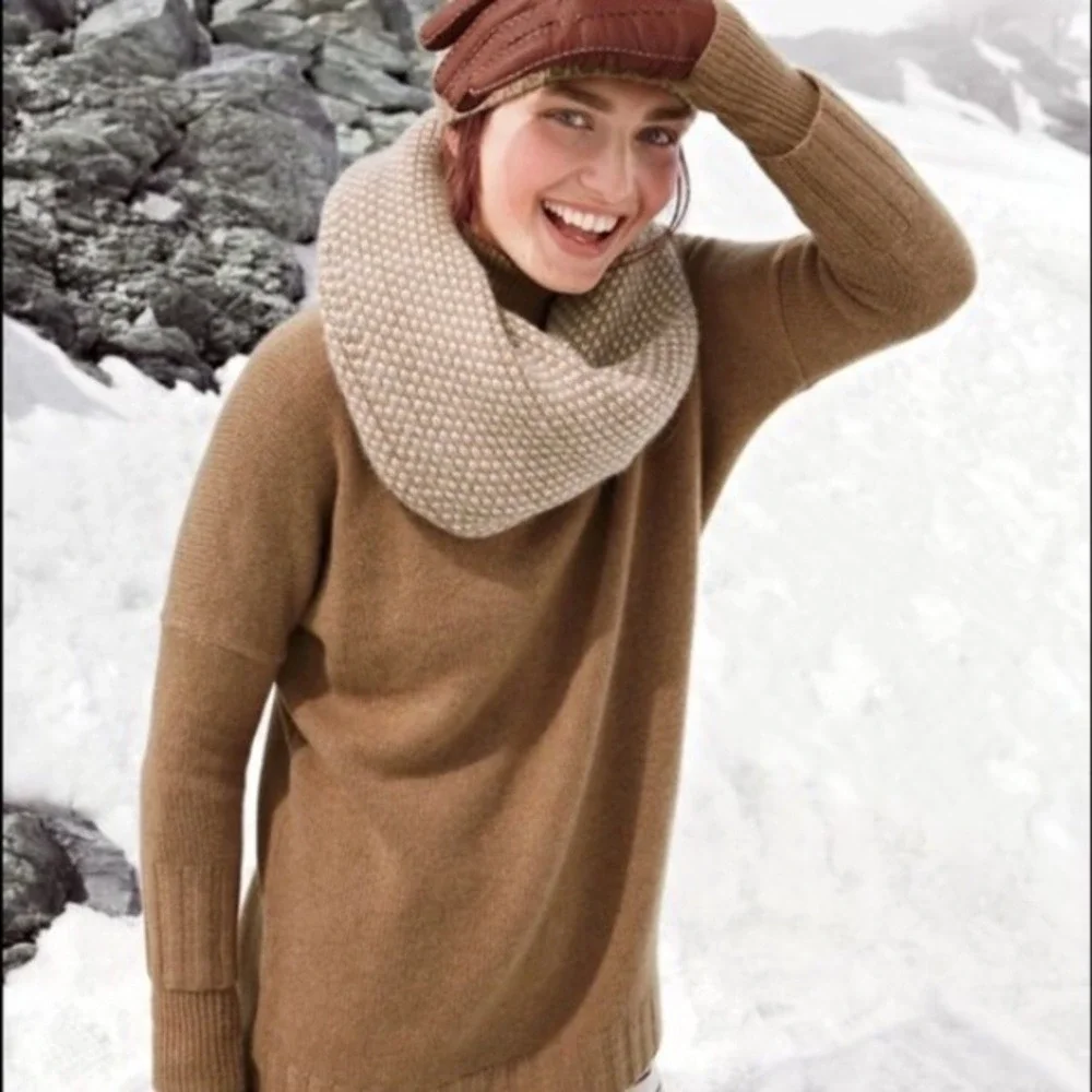 NEW J.Crew Womens Tan Marled Chunky Ribbed Knit Infinity Scarf One‎ Size